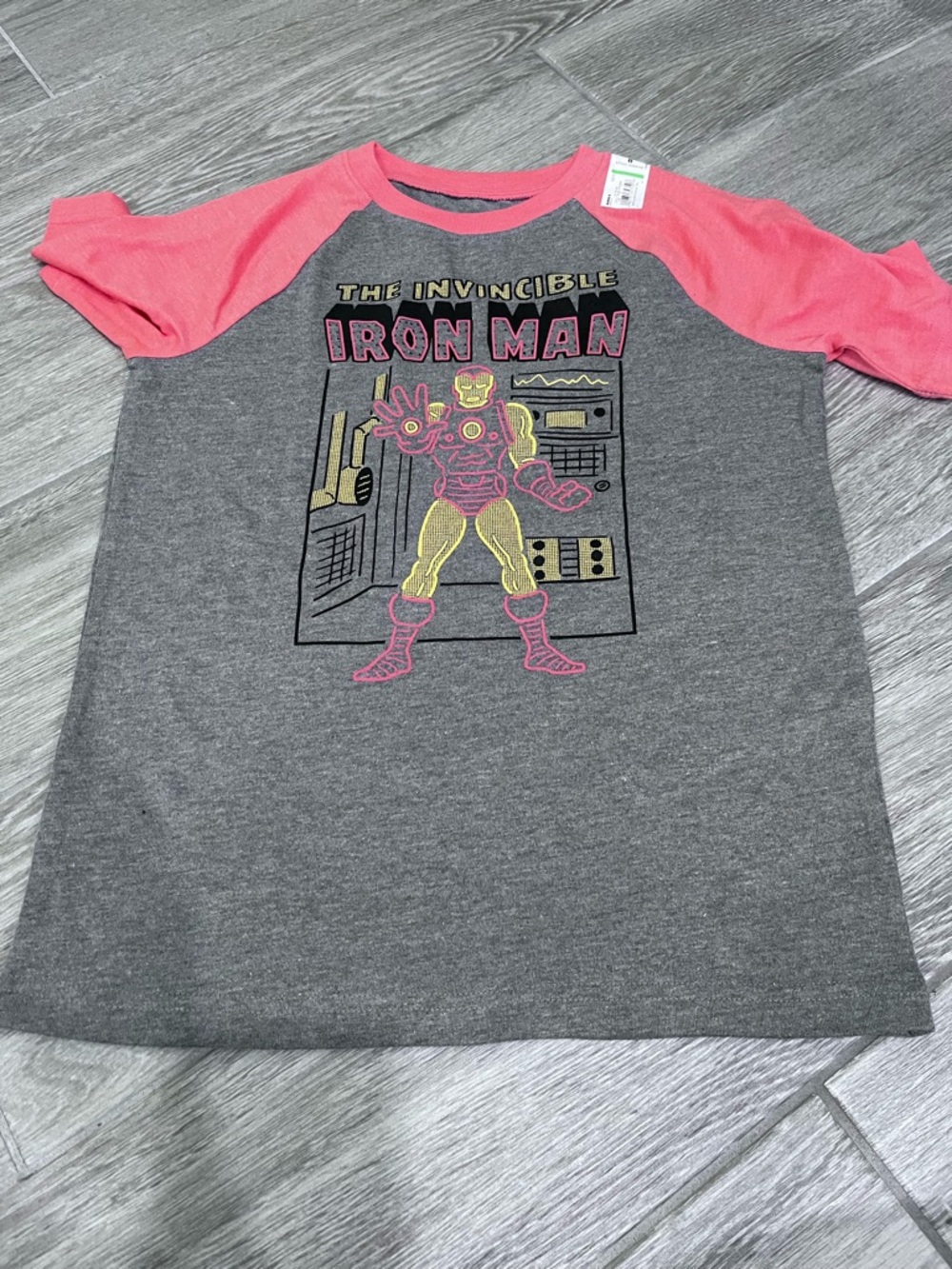 Marvel Kids' Graphic Tee - Coral Sleeves & Gray Body